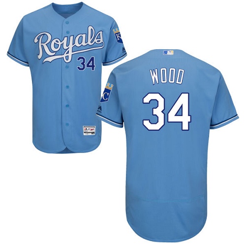 Royals #34 Travis Wood Light Blue Flexbase Authentic Collection Stitched MLB Jersey